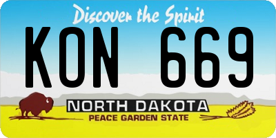 ND license plate KON669
