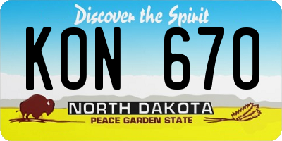 ND license plate KON670