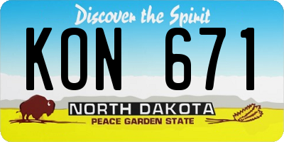 ND license plate KON671