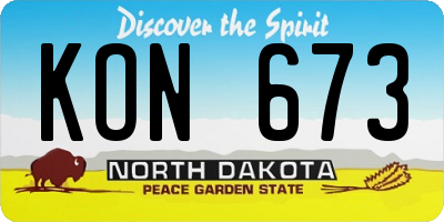 ND license plate KON673