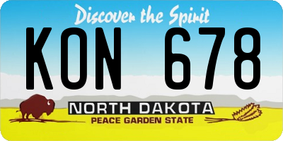 ND license plate KON678