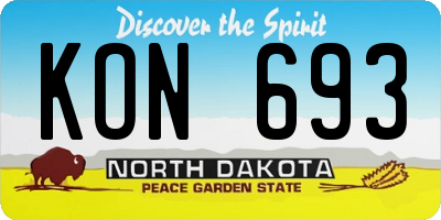 ND license plate KON693