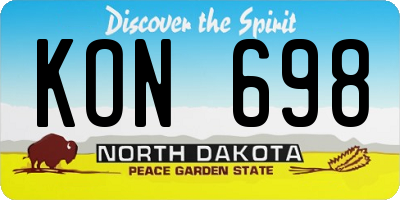 ND license plate KON698