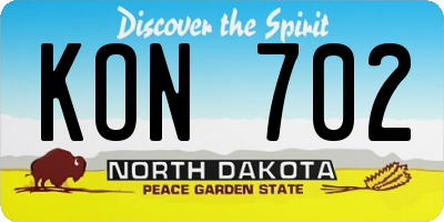 ND license plate KON702