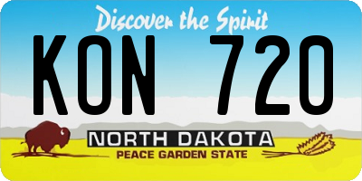 ND license plate KON720