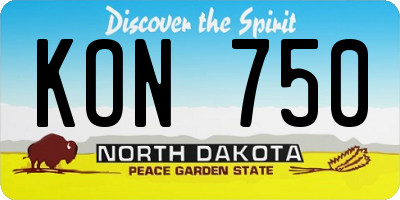 ND license plate KON750