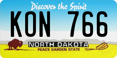 ND license plate KON766