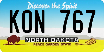 ND license plate KON767