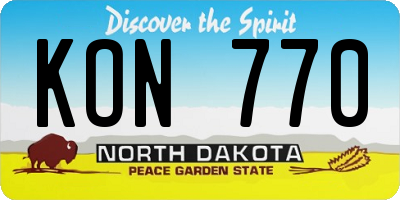 ND license plate KON770