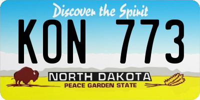 ND license plate KON773