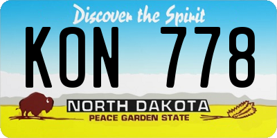 ND license plate KON778