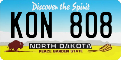ND license plate KON808