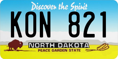 ND license plate KON821