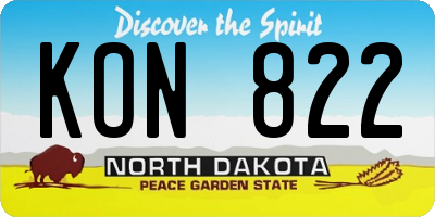 ND license plate KON822