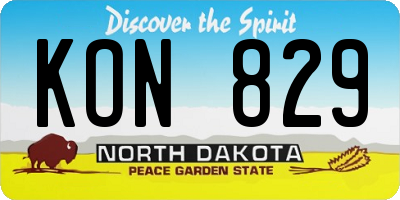 ND license plate KON829