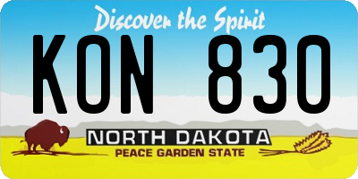 ND license plate KON830