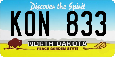ND license plate KON833