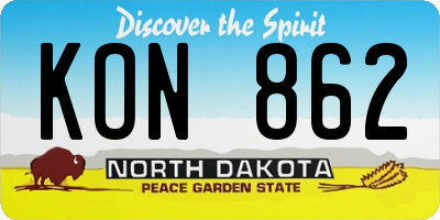 ND license plate KON862