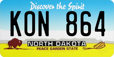 ND license plate KON864