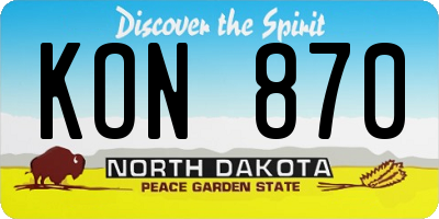 ND license plate KON870