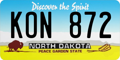 ND license plate KON872