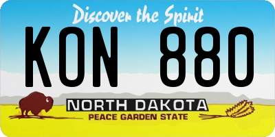 ND license plate KON880