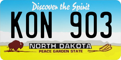 ND license plate KON903