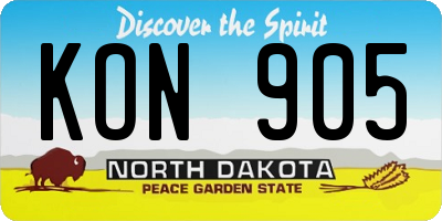 ND license plate KON905