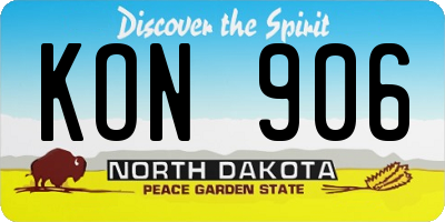 ND license plate KON906