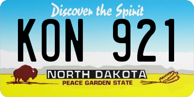 ND license plate KON921