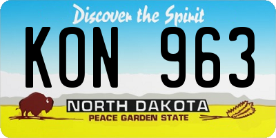 ND license plate KON963