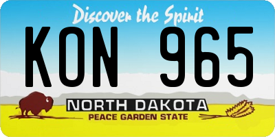 ND license plate KON965