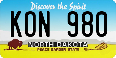 ND license plate KON980