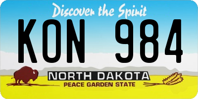 ND license plate KON984