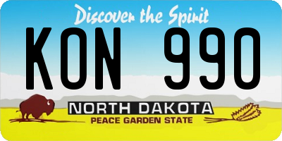 ND license plate KON990