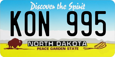 ND license plate KON995