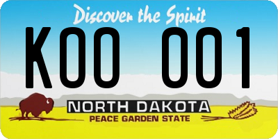 ND license plate KOO001