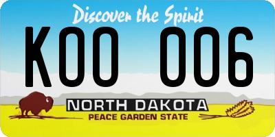 ND license plate KOO006