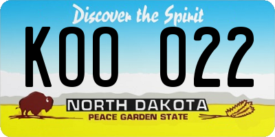 ND license plate KOO022