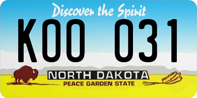 ND license plate KOO031