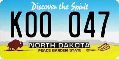ND license plate KOO047