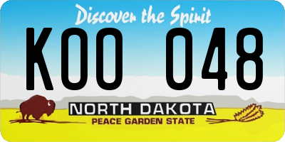 ND license plate KOO048