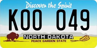 ND license plate KOO049