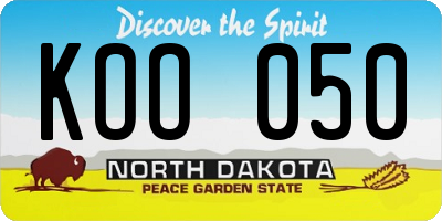 ND license plate KOO050