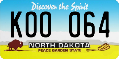 ND license plate KOO064