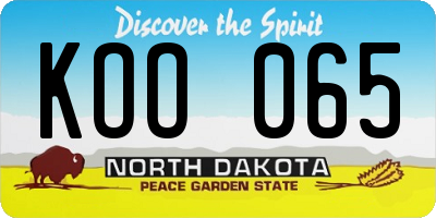 ND license plate KOO065