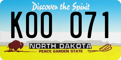 ND license plate KOO071