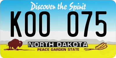 ND license plate KOO075