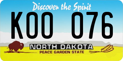 ND license plate KOO076