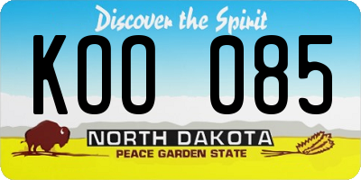 ND license plate KOO085